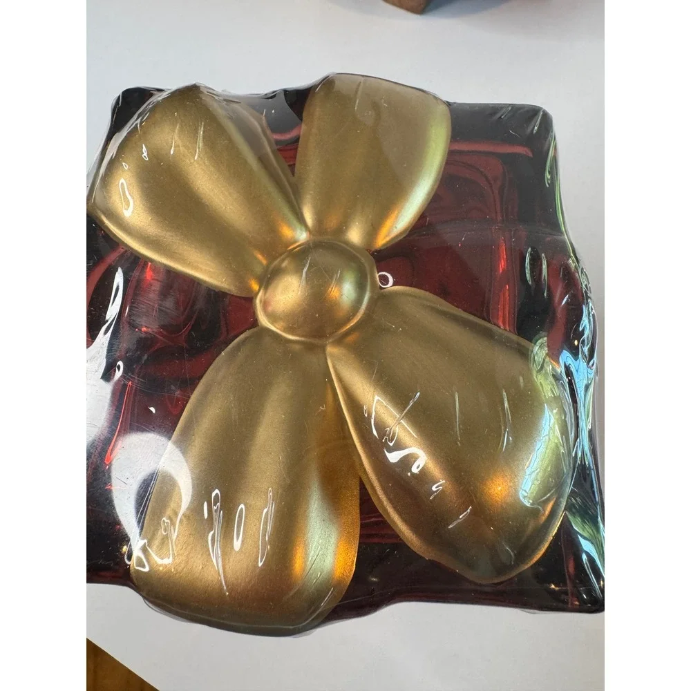 Ashland Ruby Red Glass Gift Box Trinket Box Gold Bow Christmas Holiday Decor New - Picture 4 of 9
